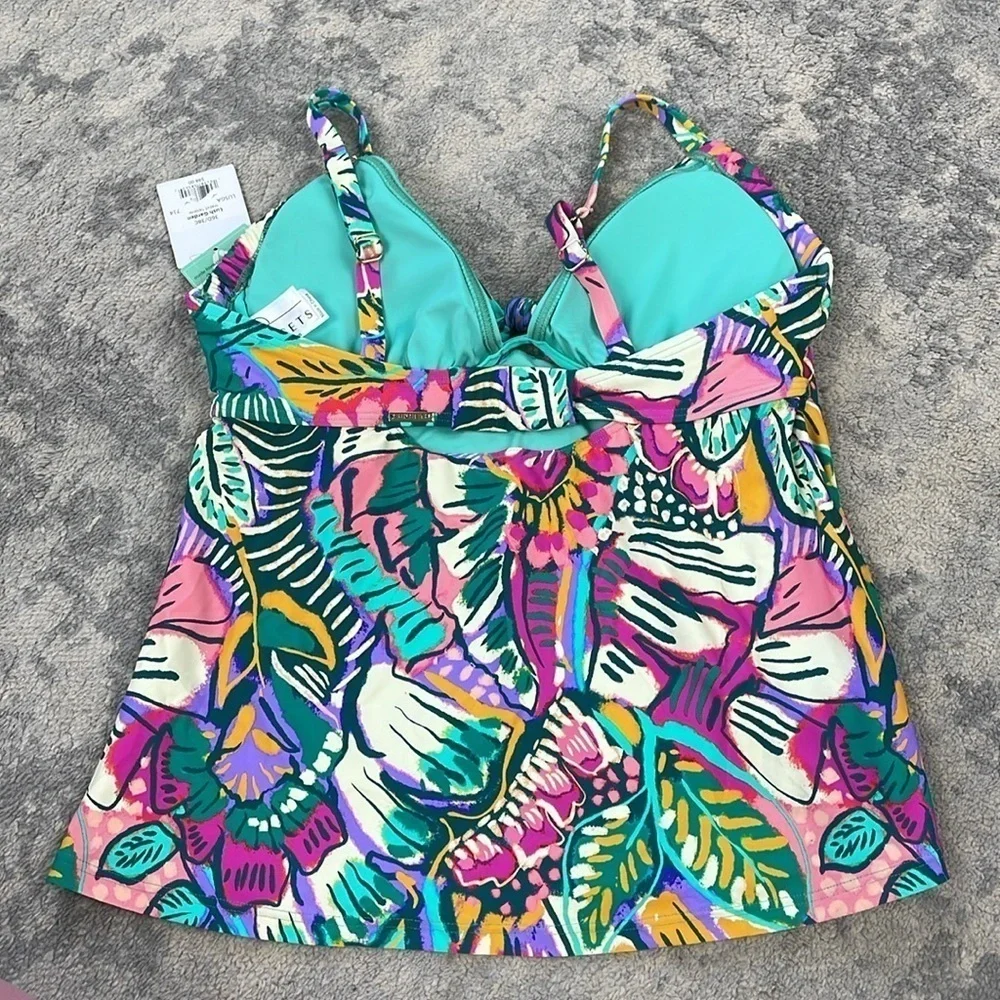 NWT Sunsets Lush Garden Maeve Tankini Colorful Floral Underwire Sz 36D 38C